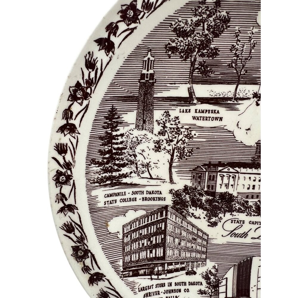 Vintage Vernon Kilns South Dakota Commemorative Plate 10.5" Historic Landmarks - Picture 7 of 8